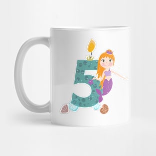 Cute little mermaid five birthday Mug